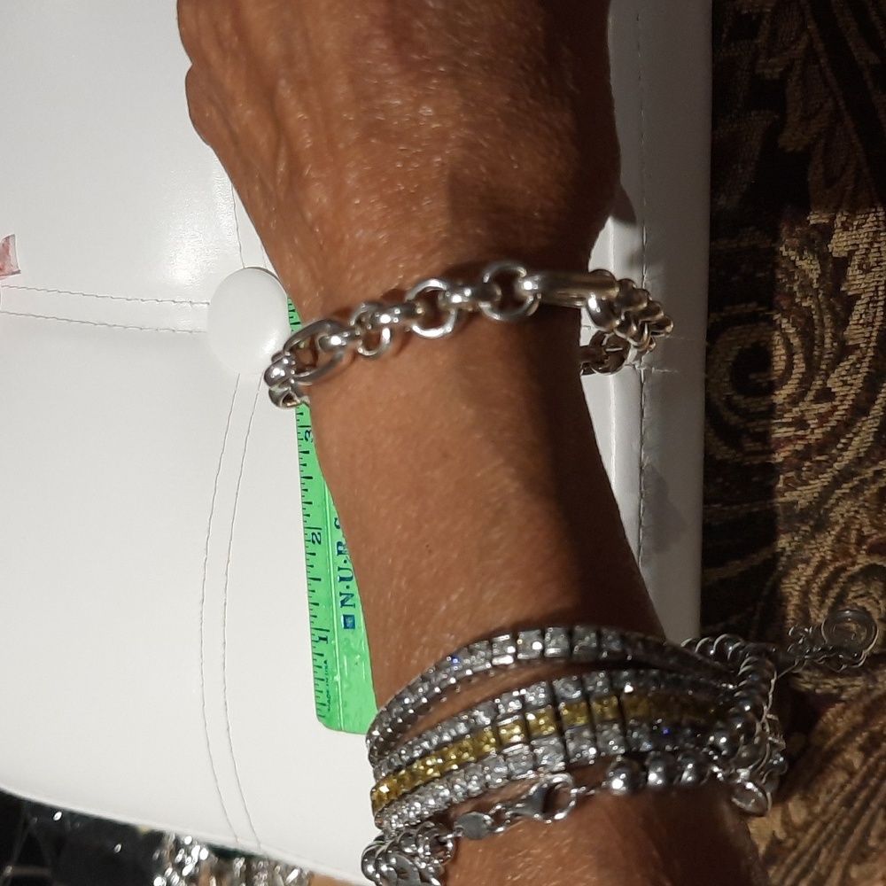 MASSIVE GENUINE SOLID STERLING SILVER CHUNKY 8" LINK CHAIN BRACELET ITALY